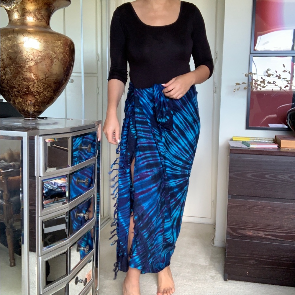 Gorgeous blue tie dyed wrap, skirt, shawl in one!